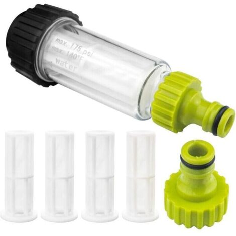 Kit de filtres à eau 3/4" Préfiltre à eau avec 4 filtres et adaptateur rapide pour nettoyeur haute pression, pompe de jardin, arrosage de jardin, camping-car (1/4)