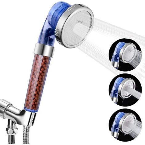 Pommeau de douche filtré, pomme de douche haute pression à économie d'eau avec perles filtrantes, pommes de douche à 3 réglages avec jet à main, pommes de douche Ecowater Spa avec tuyau et support pou (1/4)