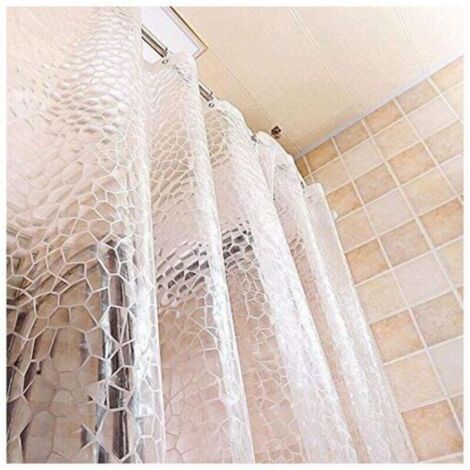 Rideau de douche en EVA épais, transparent, imperméable et anti-moisissure, pour salle de bain - 180 x 200 cm (1/4)