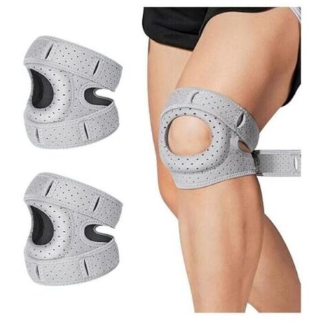 Genouillère orthopédique, genouillère rotulienne réglable, 1 paire, pour coureurs, joueurs de tennis et patients souffrant d'arthrite rotulienne (2, gris) (1/4)