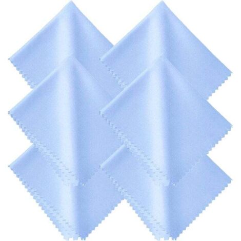 6 pièces chiffon de nettoyage pour lunettes - bleu clair, 15 x 18 cm, chiffon de nettoyage pour écran en microfibre chiffon de nettoyage pour écran de lunettes (1/4)