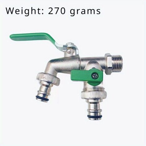 Robinet Extérieur Double Sortie en Alliage de Zinc – Entrée 3/4", Double Sortie 1", Filetage Universel avec Raccord Rapide pour Irrigation de Jardin (1/5)