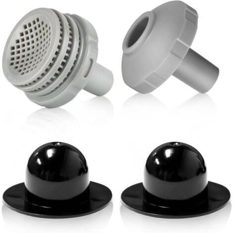 Raccord De Piscine Ø 32 Mm, Kit De Raccordement Piscine Ø 32 Mm, Raccord De Filtre De Piscine, Buse De Refoulement Piscine Hors Sol, Filetage Femelle avec Vis (Crépines + Buse + Bouchons) (1/4)
