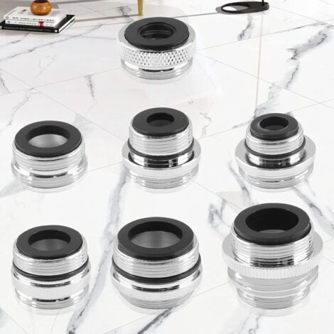 Adaptateur de robinet 7 pièces, adaptateur d'aérateur mâle femelle, adaptateur de robinet d'évier en laiton pour connecter un filtre à eau, un tuyau standard via inverseur (1/3)