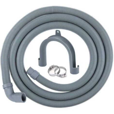 Tuyau de Vidange pour Machine à Laver, 2,50 m Tuyau D'évacuation pour Lave-linges et Lave-vaisselles,Rallonge de tuyau y Compris Support et Colliers de Serrage(Coude,Diamètre Intérieur 20 MM)