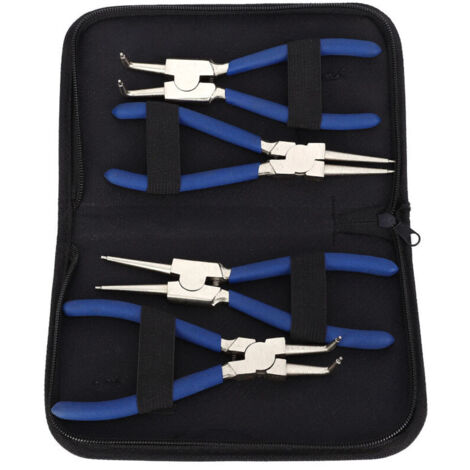 Jeu de 4 pinces professionnelles 7" pour circlips internes et externes droits et coudés DE (1/5)