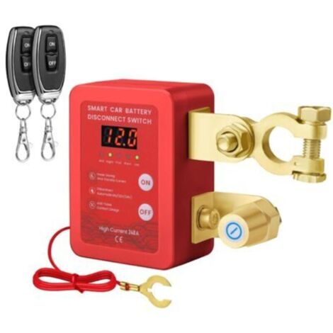Disjoncteur de batterie à distance - 12 V, empêche la décharge de la batterie, convient aux voitures, camions, etc. - 1 unité, rouge (1/4)