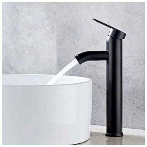 Robinet de lavabo, robinet de lavabo noir, robinet de haute qualité, robinet de salle de bain, résistant à l'usure, convient aux tuyaux d'un diamètre intérieur de 32 à 42 mm. (1/5)