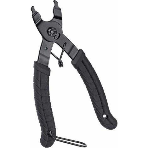 1 paire de pinces à chaîne noires, pinces à chaîne, pinces à connecteurs de chaîne, coupe-maillons, outil 2 en 1 pour ouvrir/fermer/réparer une chaîne de vélo, compatible avec la réparation de chaîne (1/4)