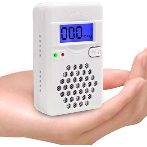 Détecteur de monoxyde de carbone avec écran LCD numérique, détecteur de CO avec batterie remplaçable, bouton de réinitialisation de test, indicateur de batterie faible, portable, conforme à la norme U (1/4)
