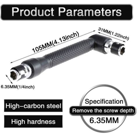 Mini tournevis et embouts, 1/10,2 cm Drive, EN FORME DE L extension de poignée double tête hexagonale Clé à douille Tournevis à tête plate Torx Embouts de tournevis kit (1/3)