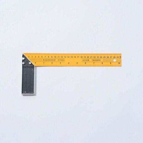 Equerre de menuiserie 250 mm, socle en aluminium, outil de mesure de longueur, jaune (1/4)