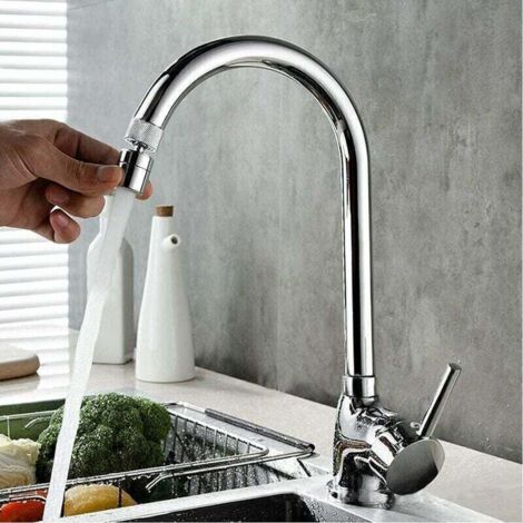 Aérateur de mélangeur en laiton, orientable sur 360°, 2 modes réglables Filtre de mélangeur de cuisine Bubbler avec adaptateur de bec - pour mélangeurs avec becs M22 mâle ou M24 femelle (1/3)