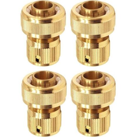 Raccord d'Arrosage 19 mm (3/4") en Laiton, Rapide Raccord Connecteurs pour Tuyau d’arrosage dans Le Jardin - Lot de 4 (1/4)