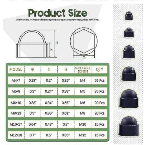 Couvercle d'écrou hexagonal en Nylon, 160 pièces, capuchon de Protection en plastique, Kit M4/m5m6/m8/m10/m12