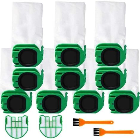 Sacs d'aspirateur compatibles avec le filtre d'aspirateur Vorwerk Kobold VB100 VB 100 FP100 FP 100, 10 sacs filtrants de rechange, Sac Aspirateur avec 2 Filtres Moteur + 2 Brosse de Nettoyage (1/4)