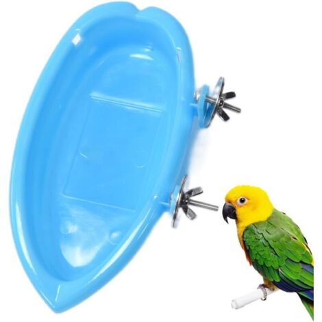 1 Pcs Baignoire pour Oiseaux - Accessoire de Cage pour Perroquets, Canaris et Petits Oiseaux (Bleu) (1/5)