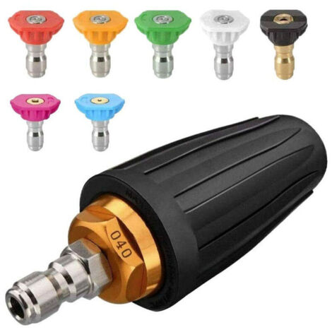 Buse turbo pour nettoyeur haute pression, buse rotative et 7 pointes, raccord rapide 1/4', 4000 Psi, Noir, (406689), kit jet pour nettoyeur haute pression, rotabuse haute pression - (1/5)
