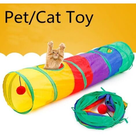 Le chat de Tunnel d\'animal familier a imprimé le jouet de tunnel de chaton crépu vert avec la boule Jouez le jouet d\'amusement (1/4)