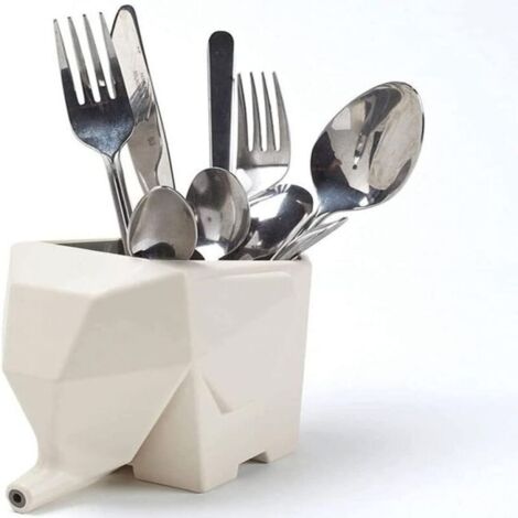 Égouttoir à vaisselle en forme d'éléphant - égouttoir à vaisselle pour évier de cuisine - joli égouttoir à vaisselle argenté (blanc) (1/5)