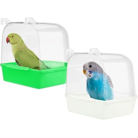 2PCS Baignoire pour Oiseaux,Baignoire Bird Bain D'oiseau Cage Baignoire Oiseaux Baignoire Suspendue avec Crochets Fournitures de Cage à Oiseaux pour Oiseaux Canaries Budgies et Perroquet (1/5)