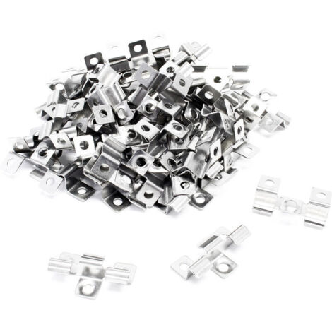 100 Clips en Acier fin – 40 x 24 x 8 mm – Hauteur de serrage 8 mm – Montage des planchers lames dalles terrasse, fixation invisible
