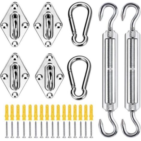 Kit de Fixation pour Voile d\'Ombrage - Inoxydable - Installation Sécurisée - Carré (1/4)