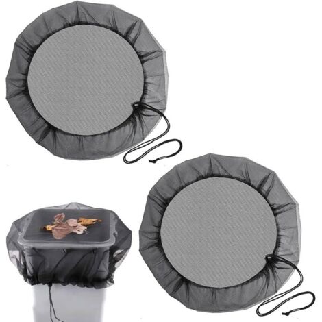 2 Pièces Filet pour Citerne de Pluie avec Cordon de Serrage Réglable, 60cm Housse pour Tonneau de Pluie Ronde pour les Citernes Pluviales D'un Diamètre Inférieur à 55cm, Protection Contre les Feuilles (1/4)