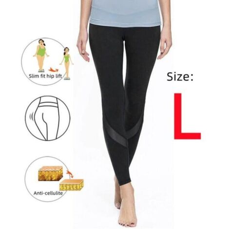 Pantalon de Sudation Femme Legging,Legging de Sport en Maille,Legging Push Up Taille Haute,Minceur Transpiration Sauna Pants,Noir,L (1/4)