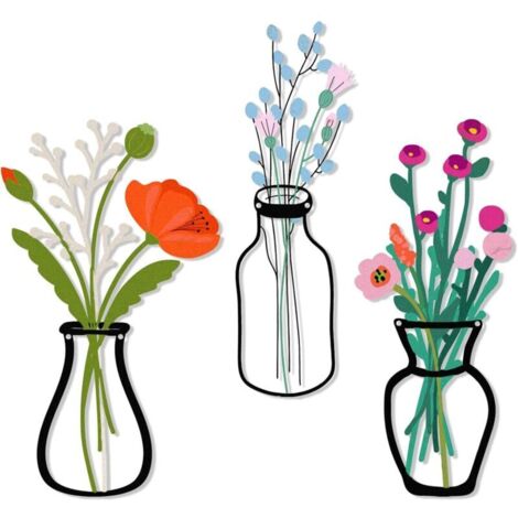 Lot de 3 Fleurs en métal Art Mural de Style Rustique Parfait comme décoration Murale pour la Salle de Bain ou la Salle à Manger pour Une Pendaison de crémaillère (1/4)