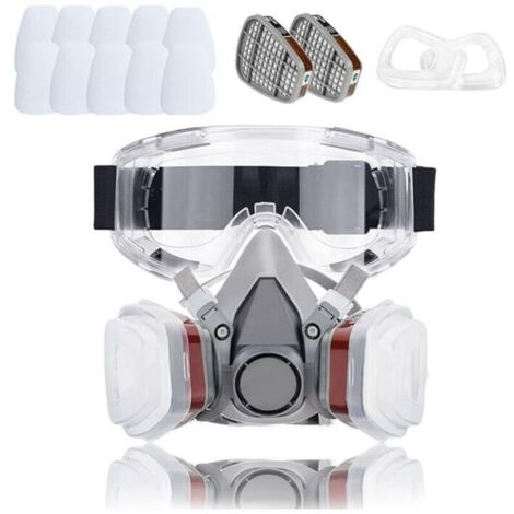 Masque Protection18 in 1, Masque Peinture, Réutilisable Avec Filtre Anti Poussière,Masque a Gaz Respiratoire avec Filtre pour Pulvérisation,Peinture,Travaux, Produits Chimiques,Bricolage,Ponçage (1/5)