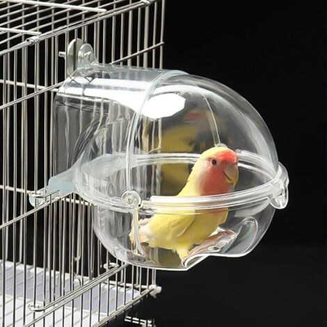 Baignoire pour Oiseaux, Baignoire à Oiseaux, pour Cage, Bol à Suspendre, Boîte de Douche Transparente pour Perroquet, Baignoire pour Cage et Perroquet, Accessoire de Cage à Oiseaux (1/5)
