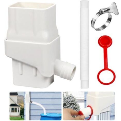 Collecteur Récupérateur Eau de Pluie, Kit Recuperateur d Eau de Pluie pour Gouttière Rectangulaire, Recuperateur d Eau de Pluie, Récupérateur D'eau de Pluie Rectangulaire avec Tuyau,Collier de Serrage