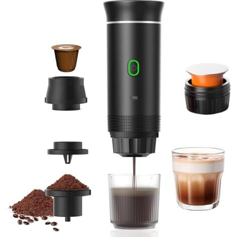 Machine à Café Espresso Portable 15 Bars – Cafetière Électrique Sans Fil avec USB Rechargeable, Compatible Capsules Nespresso/Café Moulu pour Voyage, Camping, Bureau (sans sac) (1/5)