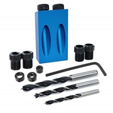 14 Pcs Gabarit De Trou De Poche Set,15°De Percage Oblique,Avec Adaptateur 6/8/10mm,Oblique Positionneur Outil De Localisation Pour Guide De Perçage (1/5)