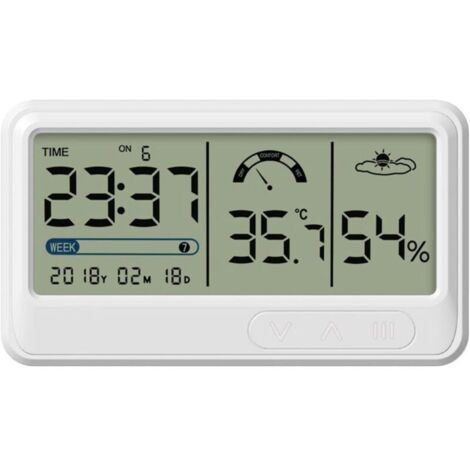 Hygromètre numérique Jauge électronique de température et d\'humidité avec Affichage de l\'heure et de la Date LCD Thermomètre (1/4)