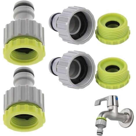 4 Pièces Raccord Robinet Universel Fileté Femelle 1/2" & 3/4" - Connecteur de robinet de jardin Raccord de robinet, Adaptateur de tuyau d'arrosage,Set de raccord de tuyau pour l'irrigation de jardin