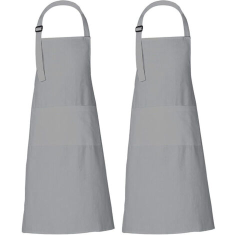 Tablier de Cuisine Premium pour Homme & Femme - Tablier de Chef & Tablier de Barbecue BBQ - Réglable avec Longues Sangles & Boucle - 3 Grandes Poches - Lavable à 60°C gris (1/2)