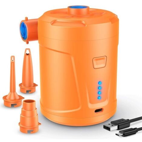 Pompe à air électrique, Batterie Rechargeable 5200 mAh, Gonfleur Matelas Gonflable avec 3 Buses d\'air, Gonfleur Rapide. (1/4)