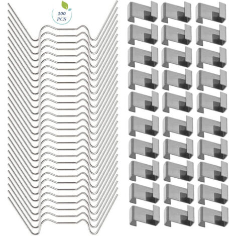 100 PCS Clips de serre pour verre, Clips de fenêtre de serre en acier inoxydable Accessoire pour serre(50 PCS 304 Clips de fil en acier inoxydable W, 50 PCS de chevauchement en acier inoxydable 301 Z) (1/5)