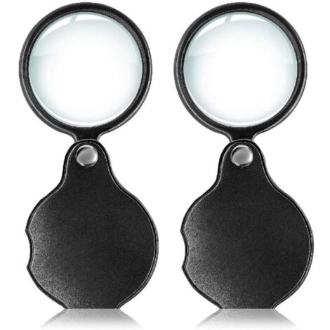 Loupe à Main, 2 pièces Loupe de Poche, Loupe de Lecture Pliable, Loupe portable avec Étui en Cuir synthétique, Aide à la Lecture Loupe Loupe de Poche 15X Loupe de Poche Diamètre 50mm, Loupes (1/5)