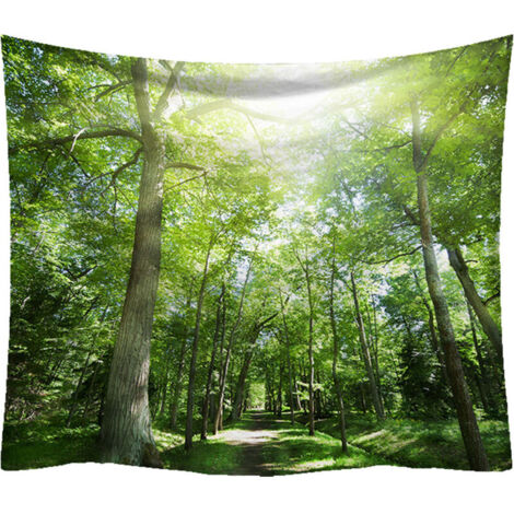 Tapisserie Nature Tapisserie Arbre Brumeux Tapisserie Ruisseau de la Jungle Tapisserie Paysage Psychédélique (1/5)