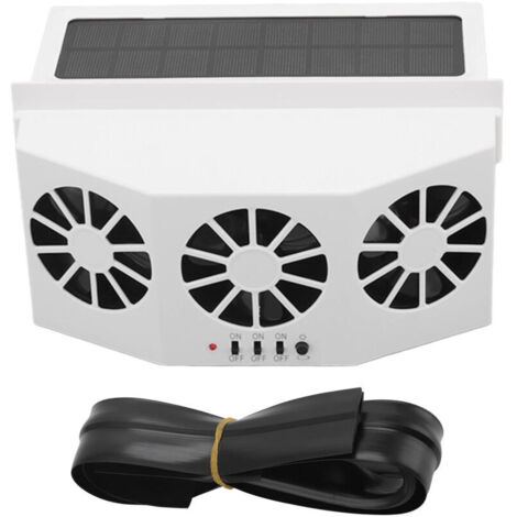 Refroidisseur de voiture solaire 3 ventilateurs – Grand angle pour ventilation efficace – Économie d'énergie – Matériau ABS blanc (1/5)