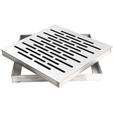 Siphon de sol en acier inoxydable avec cadre, couvercle de drainage extérieur, grille d'évacuation d'eau de pluie, carré antidérapant pour sol de jardin (200 x 200 x 20 mm)