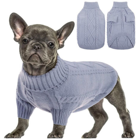 Pull pour petit chien, pull en maille torsadée pour temps froid, col roulé classique, vêtements chauds et épais pour Chihuahua, Bulldog, Teckel (1/5)