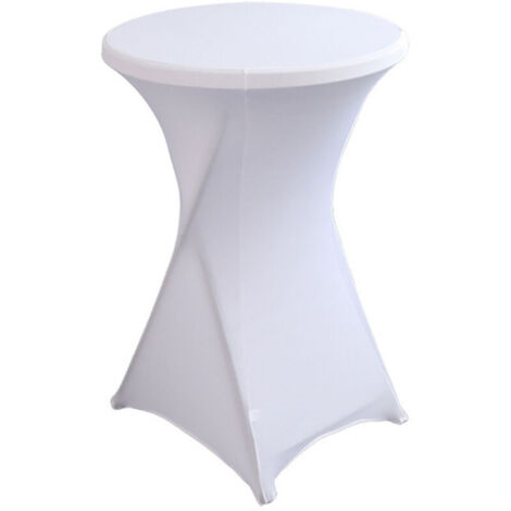 Housse Mange Debout, Lot de 3 Nappe Extensible en Spandex Blanc, Nappe Mange Debout Anti Tache, Nappe Ronde Blanche Ajustée pour Table Haute Cocktail Mariage Fête Banquet, 80 X 110 cm, Blanc (1/5)