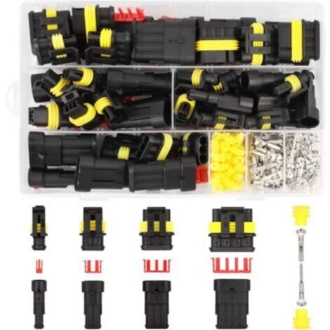 300 Pièces Connecteur Automobile Connecteur Etanche 1 2 3 4 Broches Fils Connecteur Electrique Etanche Connectique Electrique Moto Kit de Connecteur Étanche pour Moto Voitur Bougies (1/5)