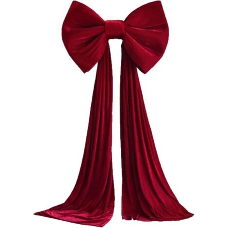 Nœud décoratif extra large pour sapin de Noël 380 x 80 cm – Velours rouge – Décoration réutilisable pour mariage et fêtes