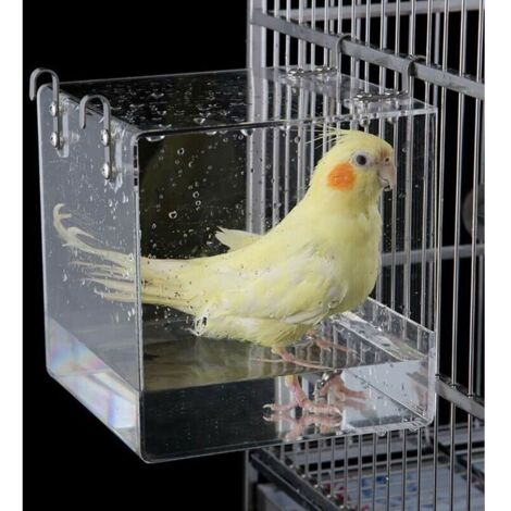 Bain d'oiseaux, bote de bain d'oiseaux, cage de douche pour petits oiseaux, perroquets, étourneaux, moineaux, bote de bain d'oiseaux confortable, également pour petits animaux de compagnie (1/5)