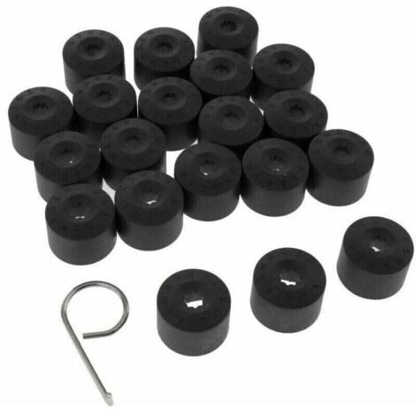Lot de 20 caches boulons jantes pour VW Golf – Écrous de roue en plastique noir – Protection contre la rouille et la poussière – Taille 22x30mm - 20pcs